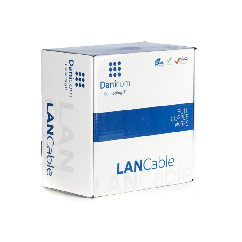 Kabel DANICOM CAT6A S/FTP 100m na rolce, sztywny - LSZH (Dca)