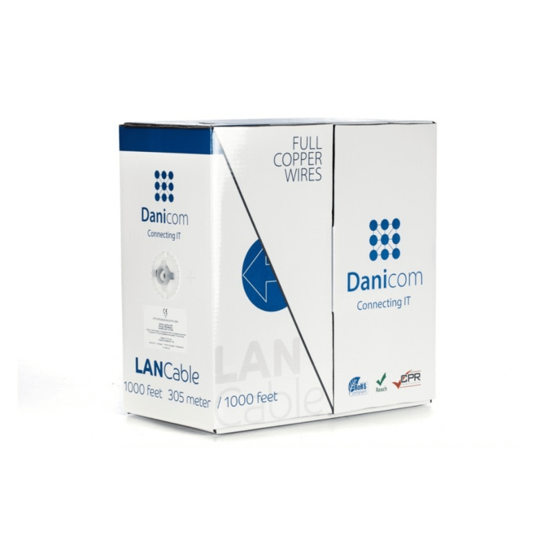 Kabel DANICOM CAT6 100% miedziany UTP 305m na rolce sztywny - LSZH (Cca)