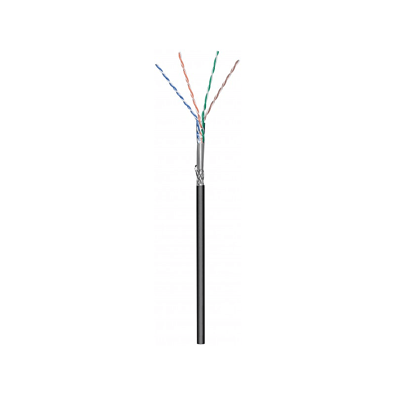 Kabel zewnętrzny CAT6 SF/UTP 305m na szpuli, elastyczny, czarny, CCA