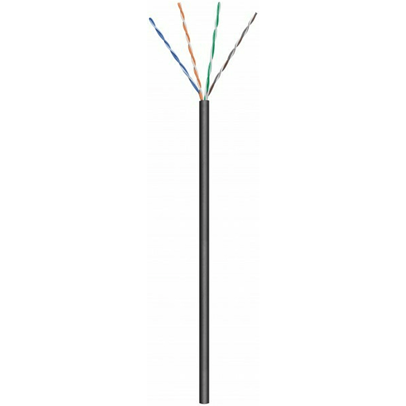 Kabel zewnętrzny CAT6 U/UTP 100m na szpuli sztywny czarny CCA