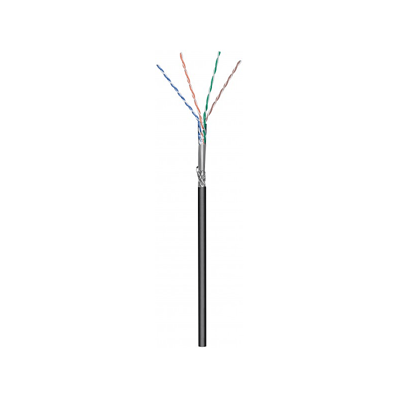 Kabel zewnętrzny CAT6 SF/UTP 50m na szpuli sztywny czarny CCA