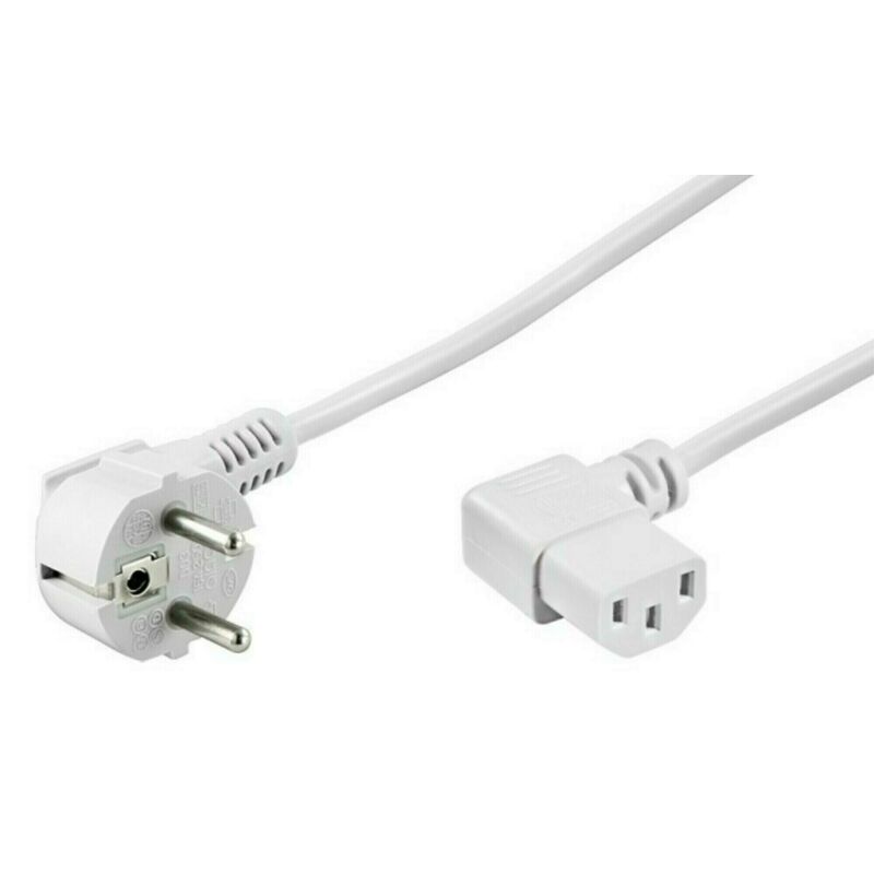 Kabel zasilający Schuko do C13 kątowy 2m biały