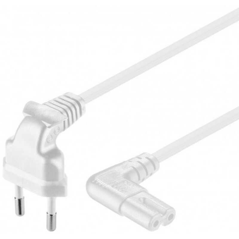 Kabel zasilający kątowy wtyk euro do C7 1m biały