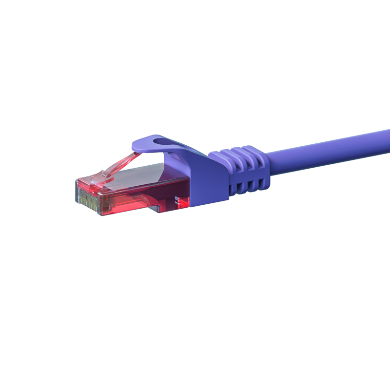 Kabel krosowy UTP CAT6 0,25 m fioletowy - 100% miedzi