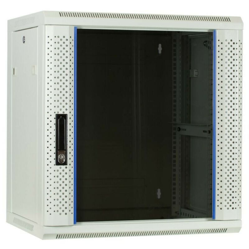 Szafka ścienna biała 12U z drzwiami szklanymi 600x450x635 mm (szer. x gł. x wys.)