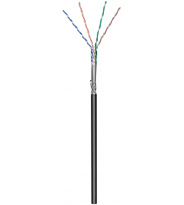 Kabel zewnętrzny CAT6 SF/UTP 305m na szpuli, elastyczny, czarny, CCA