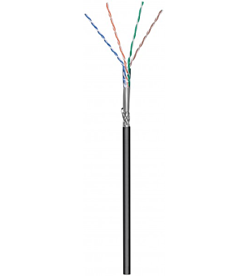 Kabel zewnętrzny CAT6 S/FTP 100m na szpuli, elastyczny, czarny, CCA