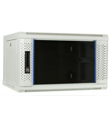 Szafka ścienna biała 6U z drzwiami szklanymi 600x450x368mm (szer. x gł. x wys.)