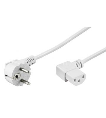 Kabel zasilający Schuko do C13 kątowy 1,50m biały