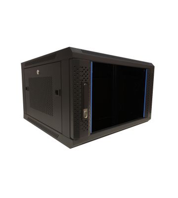 Szafka ścienna 6U z drzwiami szklanymi - perforowane panele boczne 600x600x368 mm (szer. x gł. x wys.)