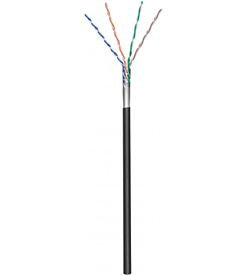 Kabel zewnętrzny CAT5e FTP 100m na szpuli sztywny czarny CCA