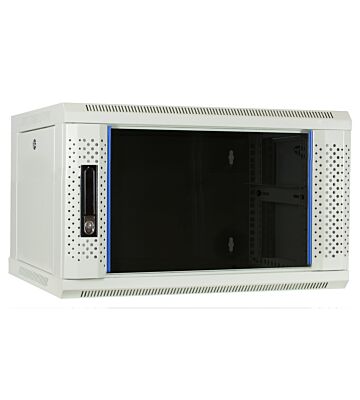 Szafka ścienna biała 6U z drzwiami szklanymi 600x450x368mm (szer. x gł. x wys.)