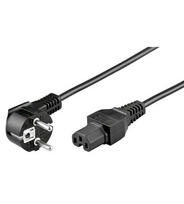 Kabel zasilający kątowy Schuko do C15 2m czarny