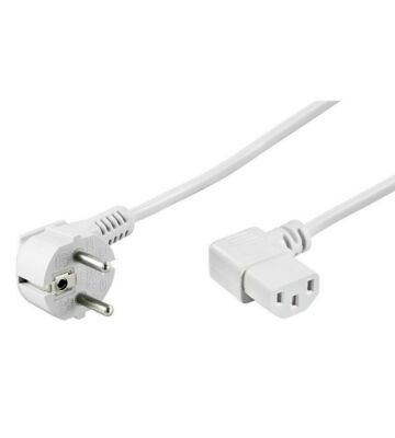 Kabel zasilający Schuko do C13 kątowy 1,50m biały
