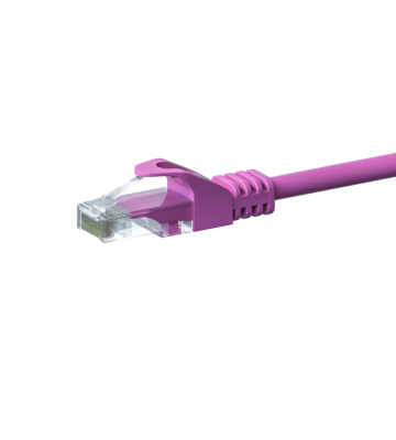 Kabel krosowy UTP CAT5e 0,50 m różowy - 100% miedź