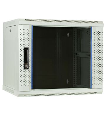 Szafka ścienna 9U biała z drzwiami szklanymi 600x450x500mm (szer. x gł. x wys.)