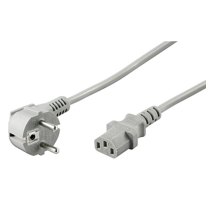 Kabel zasilający Schuko kątowy do C13 2m szary