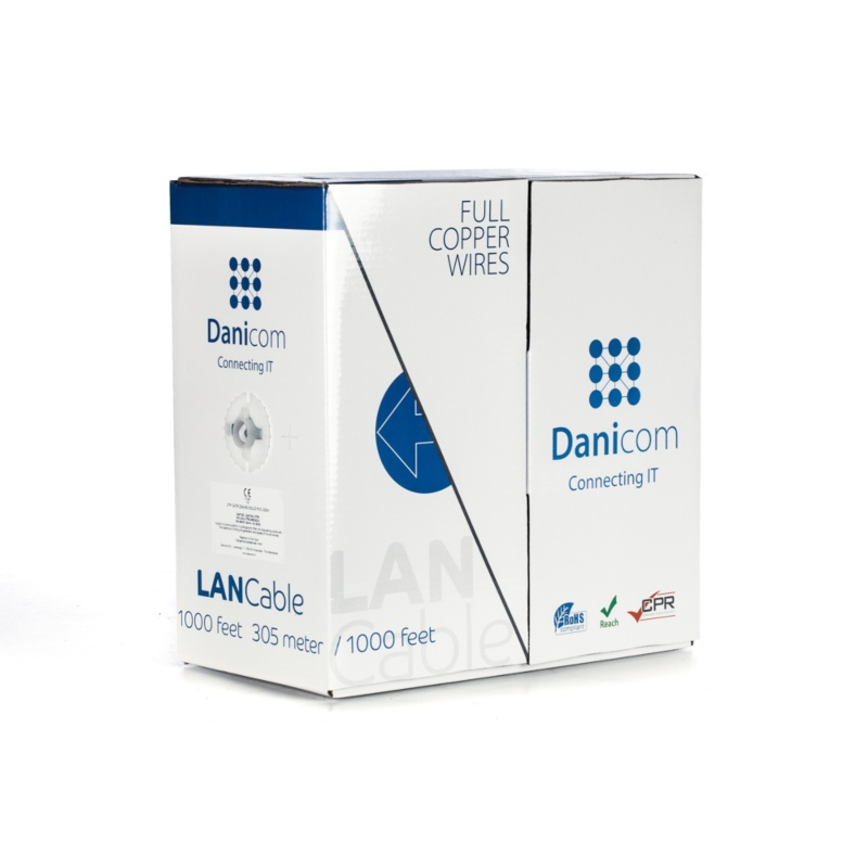 Kabel DANICOM CAT6 UTP 305m na rolce, sztywny - LSZH (Dca)