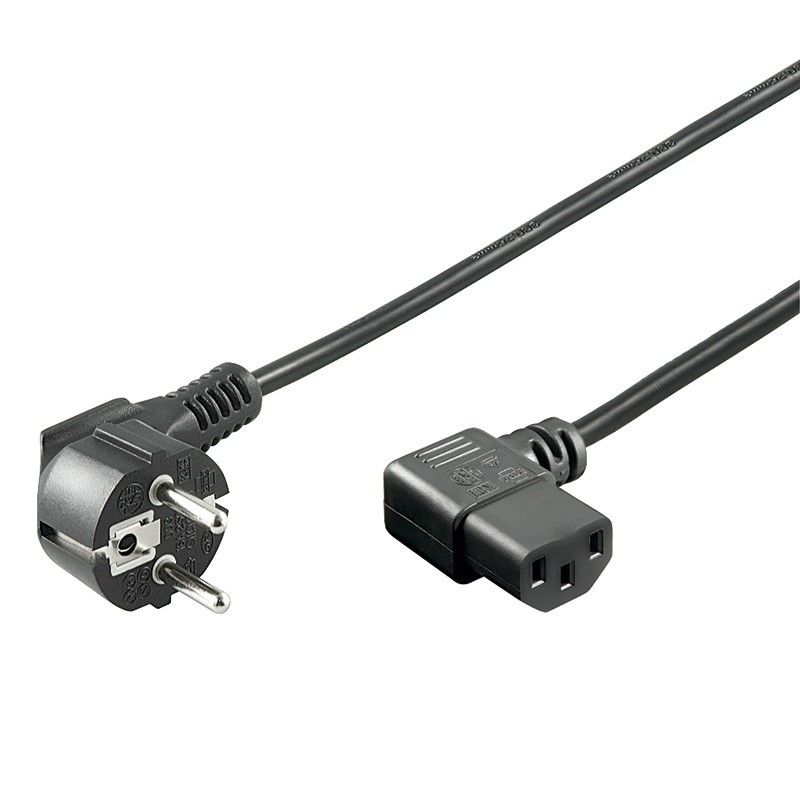 Kabel zasilający Schuko do C13 kątowy 1,50m czarny