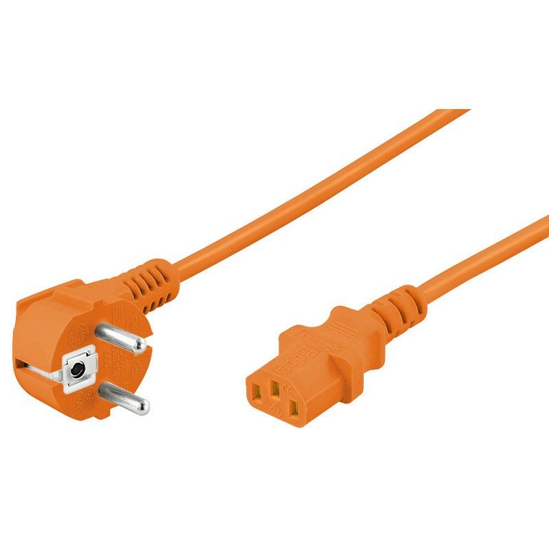 Kabel zasilający kątowy Schuko do C13 3m pomarańczowy
