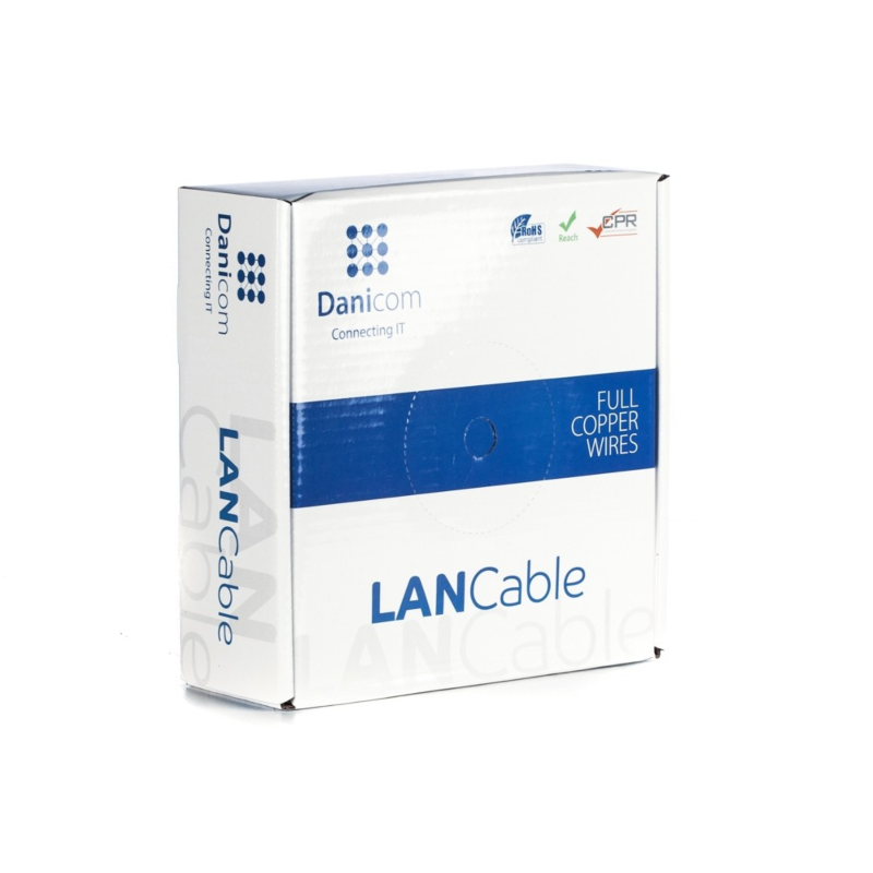 DANICOM CAT6A U/UTP 50m cable on roll rigid - LSZH (Dca)