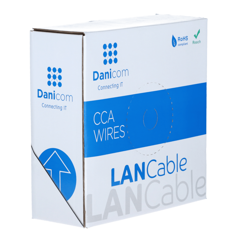 Kabel CAT6 SF/UTP 100m na szpuli elastyczny szary CCA