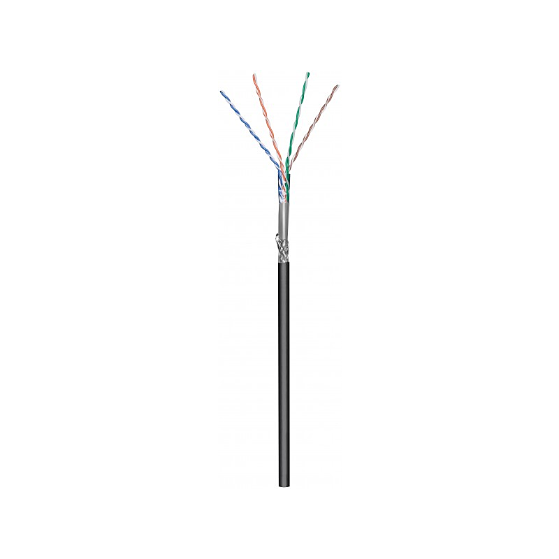 Kabel zewnętrzny CAT6 S/FTP 100m na szpuli, elastyczny, czarny, CCA