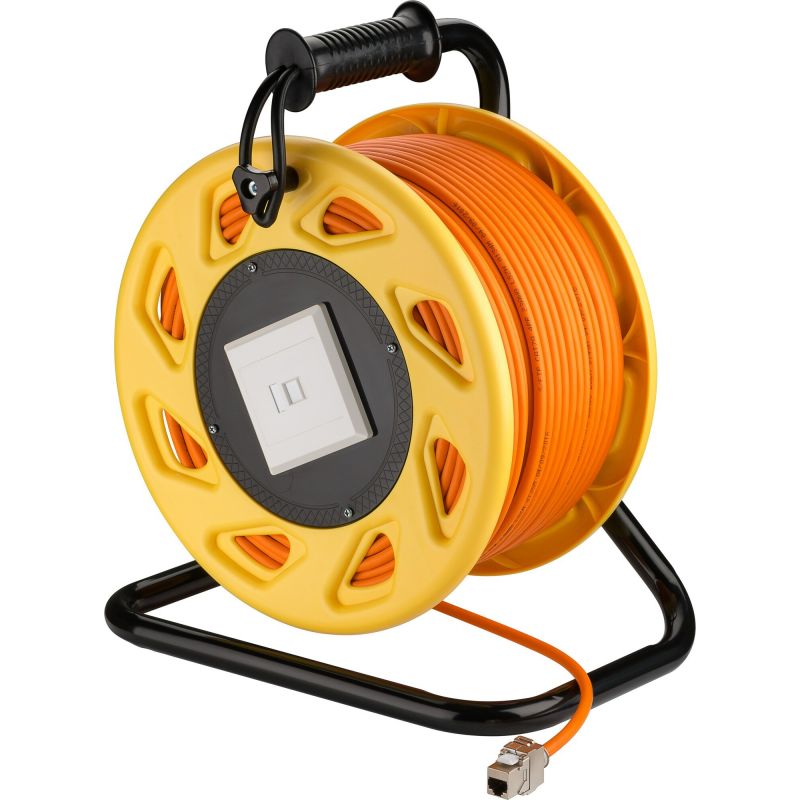 Bęben na kabel CAT7 S/FTP ze złączem Keystone CAT6a - RJ45 - 90 metrów