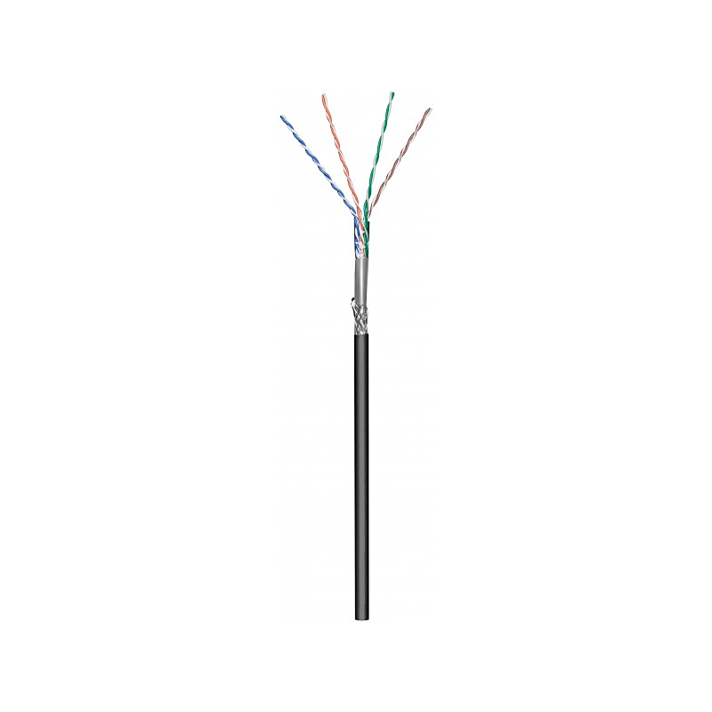 Kabel zewnętrzny CAT6 SF/UTP 50m na szpuli, elastyczny, czarny, CCA