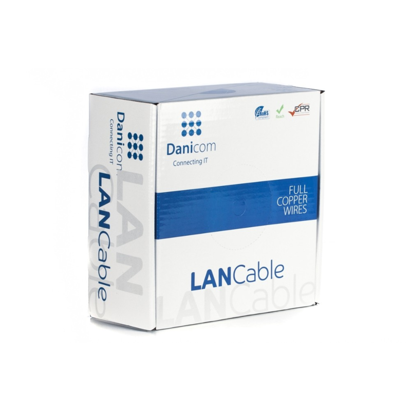 Kabel DANICOM CAT6 UTP 100m na rolce, sztywny - LSZH (Dca)