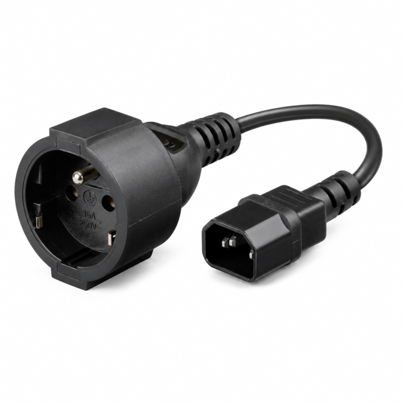 Stroomkabel AC plug naar C14 Type E 0,15m verloop - Penaarde