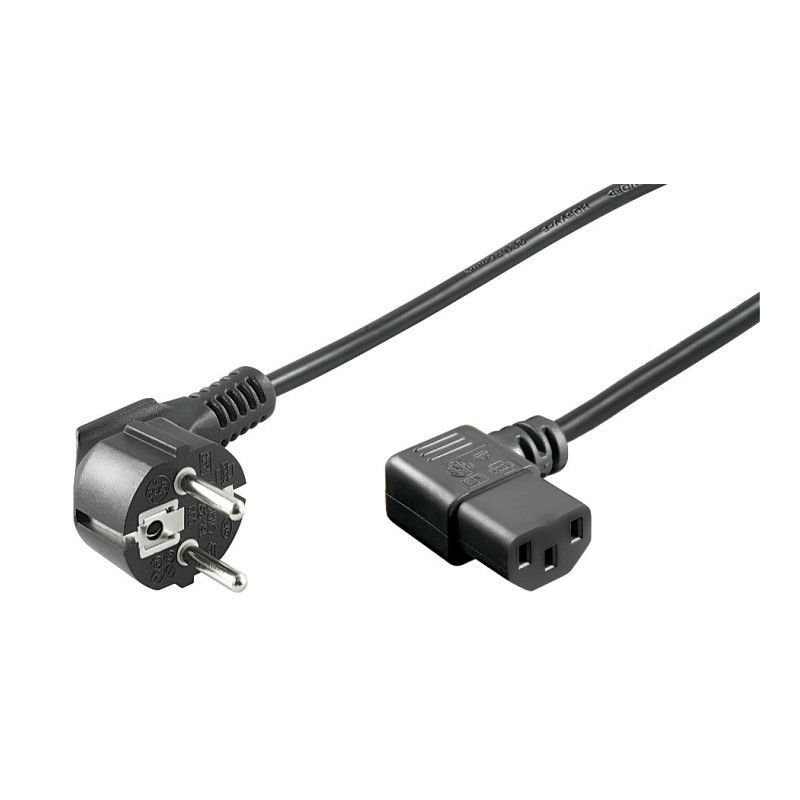 Kabel zasilający kątowy Schuko na kątowy C13 5m czarny