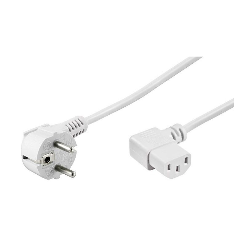 Kabel zasilający Schuko do C13 kątowy 2m biały