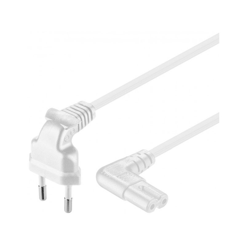 Kabel zasilający kątowy wtyk euro do C7 3m biały