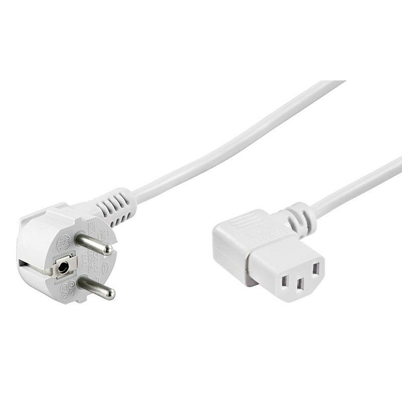 Kabel zasilający Schuko do C13 kątowy 1,50m biały