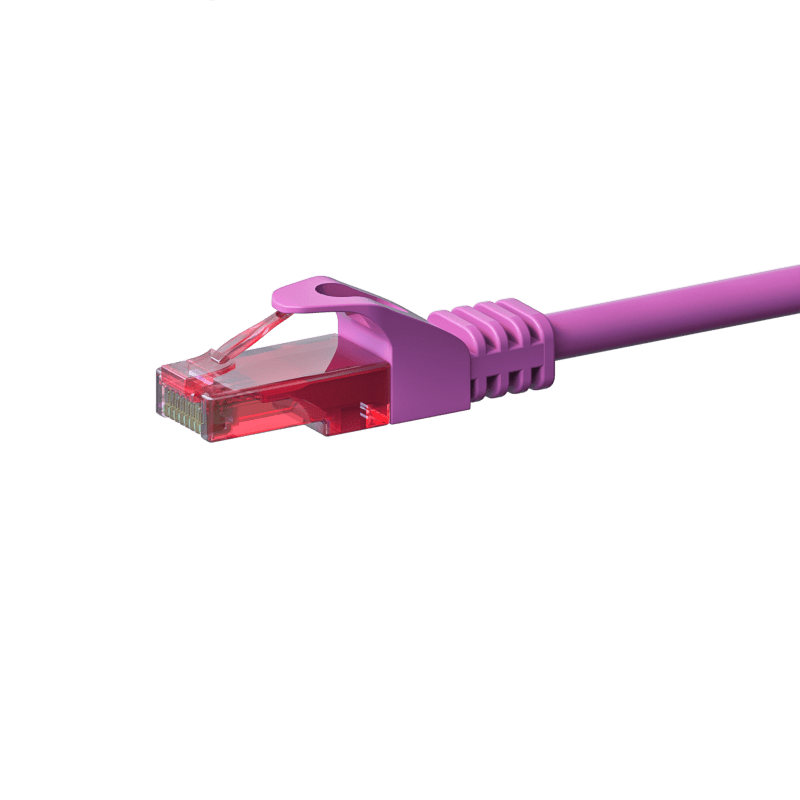 Kabel krosowy UTP CAT6 1m różowy - 100% miedź