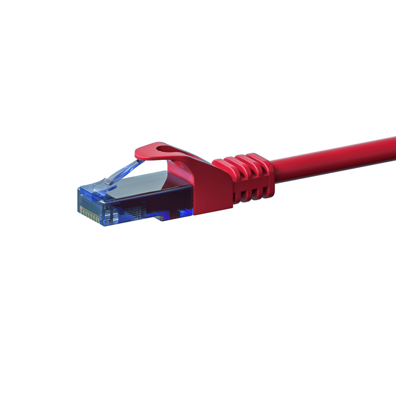 Kabel krosowy UTP CAT6a 0,15m czerwony - 100% miedź
