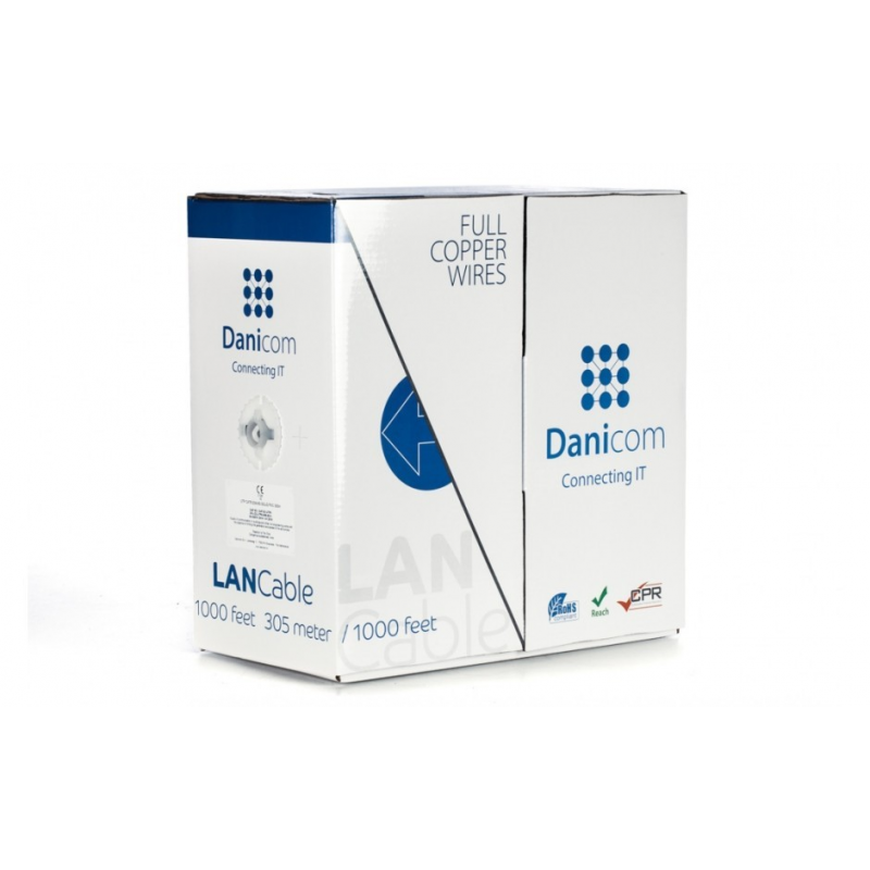 Kabel DANICOM CAT6 UTP 305m na rolce sztywny - LSZH (B2ca)