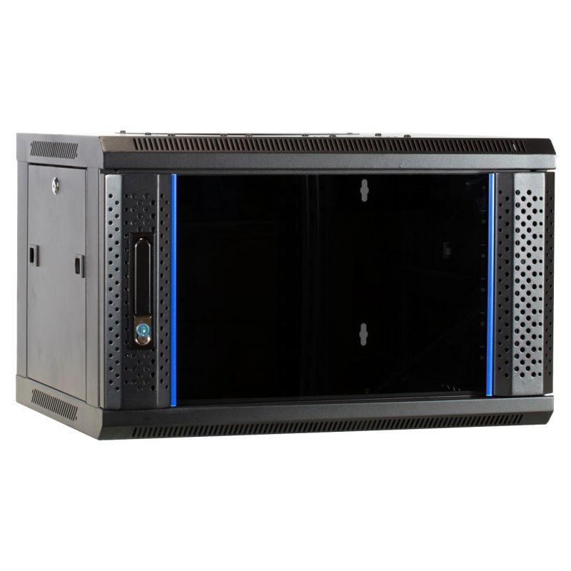 Szafka ścienna 6U, rozmontowana, z drzwiami szklanymi 600x450x368mm (szer. x gł. x wys.)